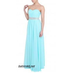 Дълга Светлосиня Елегантна Рокля Шифон