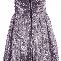 Блестяща Къса Сребристолилава Рокля Пайети