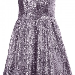 Блестяща Къса Сребристолилава Рокля Пайети