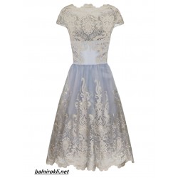 Абитуриентска Елегантна Къса Синя Рокля Бароков Стил