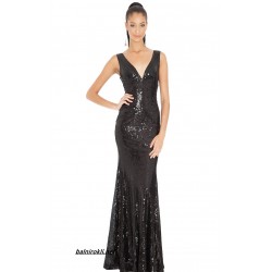 Елегантна Дълга Блестяща Черна Рокля Холивуд