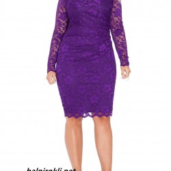 Елегантна Къса Дантелена Лилава Рокля Макси Размери Елегантна Къса Дантелена Лилава Рокля Макси Размери