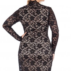 Елегантна Парти Рокля Черна Дантела Макси РАзмери