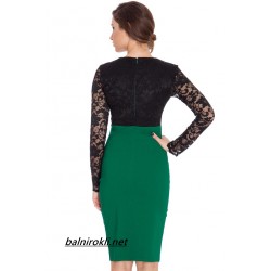 Елегантна Къса Рокля Зелено и Черно 