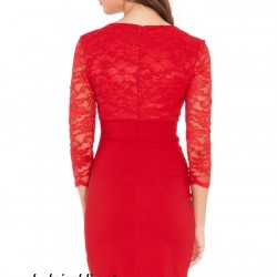 Къса Права Червена Рокля за Парти Дантела