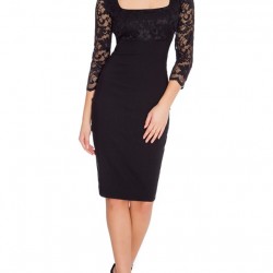 Елегантна Къса Коктейлна Черна Рокля Деколте