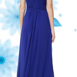 Дълга Елегантна Синя Рокля Дантела и Шифон